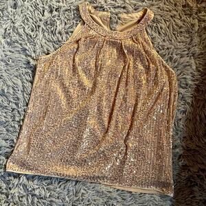 Rose Gold Glam Flirty Fairy Balletcore Dreamy Kawaii Dopamine Office Sequin Tank